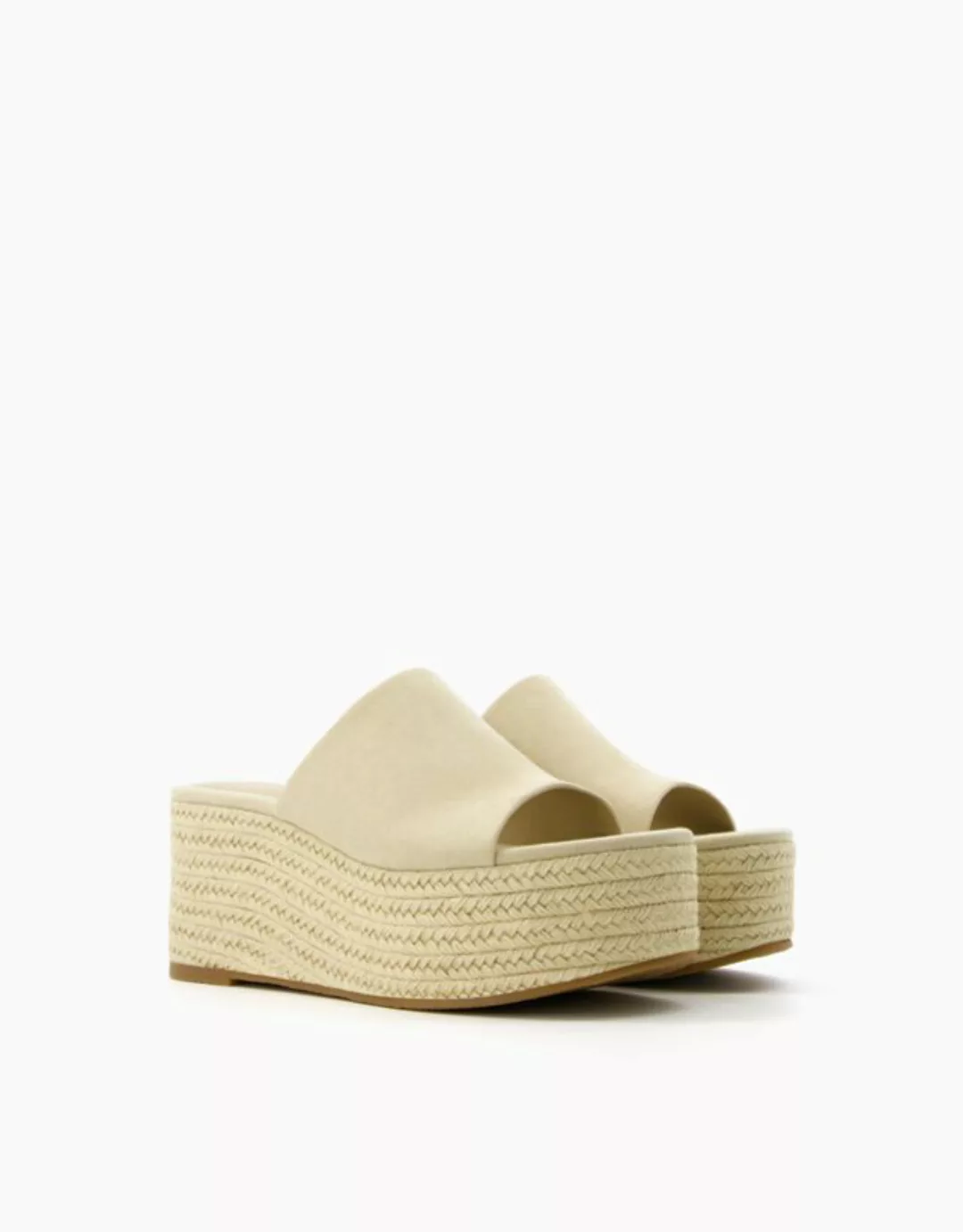 Bershka Plateau-Pantoletten Aus Jute Damen 41 Rohweiß günstig online kaufen