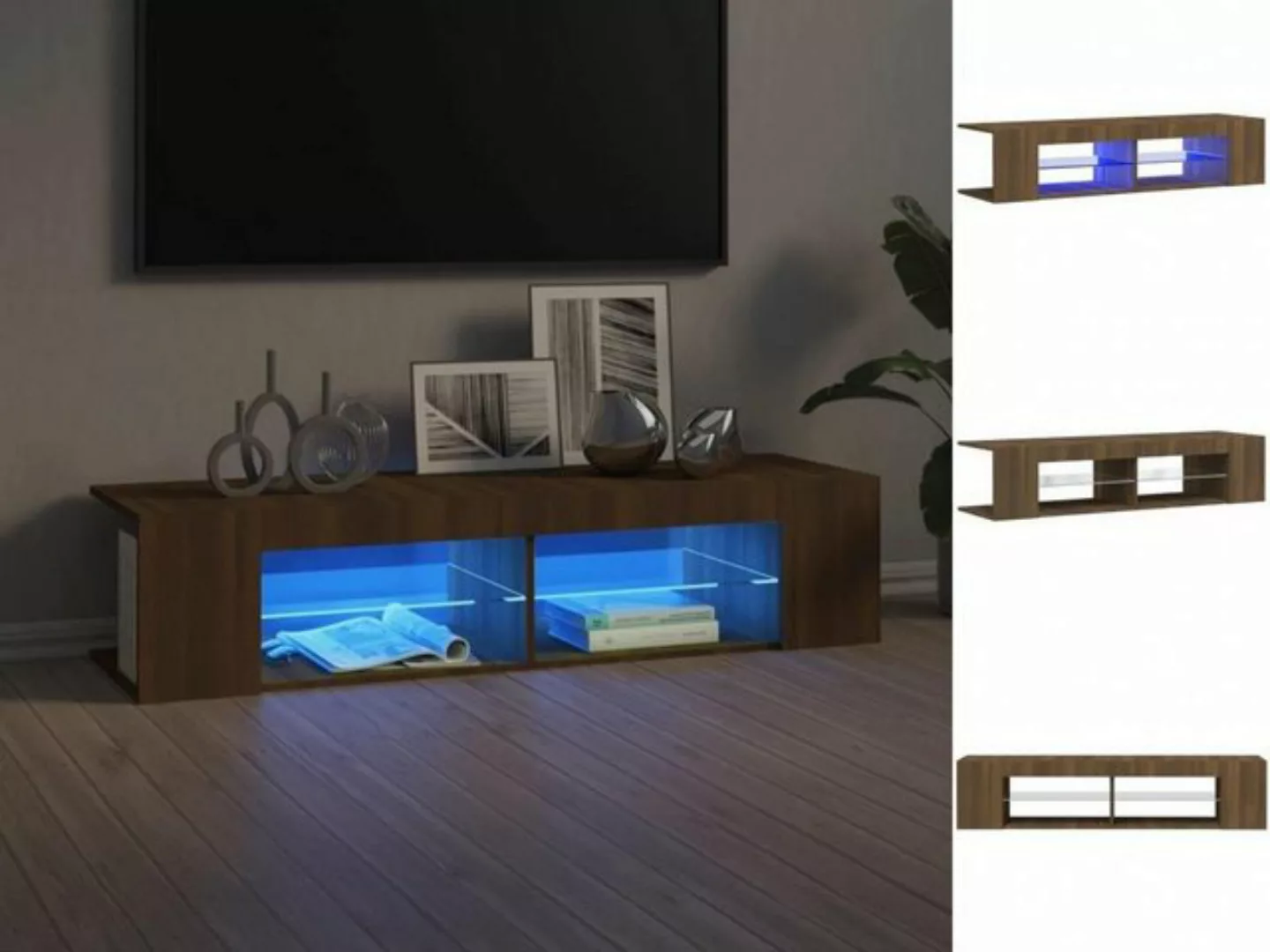 vidaXL TV-Schrank TV-Schrank mit LED-Leuchten Braun Eichen-Optik 135x39x30 günstig online kaufen