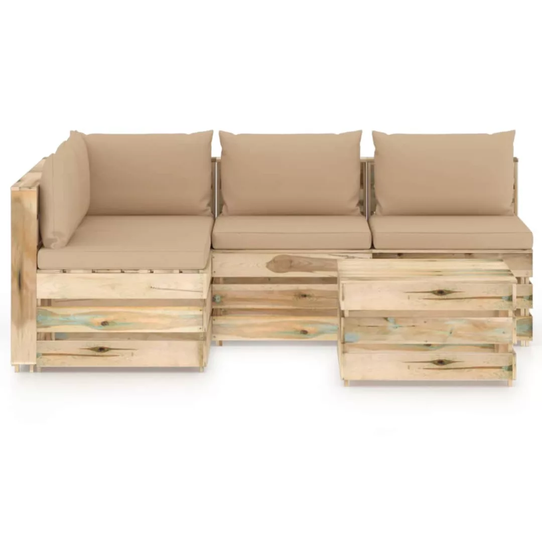 5-tlg. Garten-lounge-set Mit Kissen Grün Imprägniertes Holz günstig online kaufen