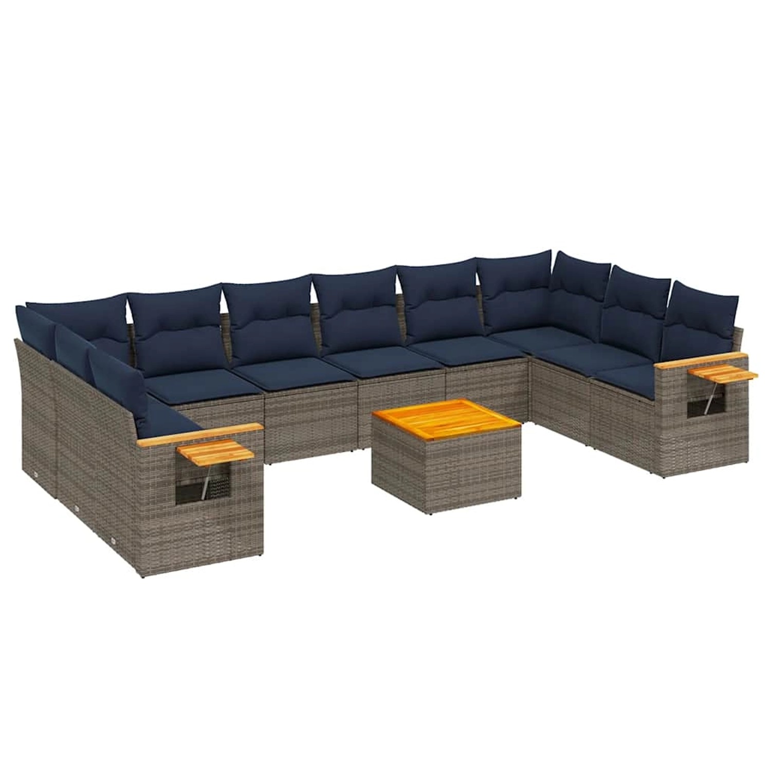 vidaXL 11-Tlg Garten-Sofagarnitur mit Kissen Grau Poly Rattan 3227174 günstig online kaufen