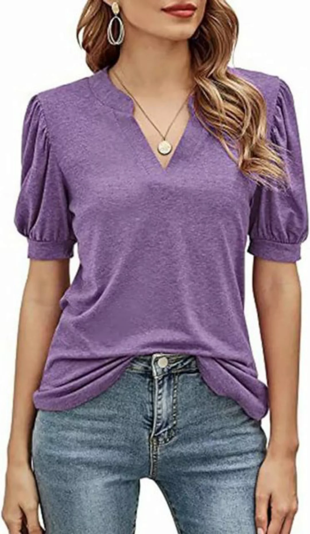 BlauWave Hemdbluse Damen V-Ausschnitt Kurzarm Blusen Casual T Shirts Sommer günstig online kaufen