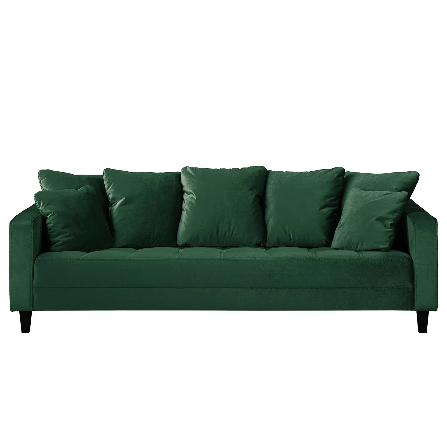 home24 Red Living Sofa Elnora 3-Sitzer Dunkelgrün Samt 228x85x90 cm günstig online kaufen