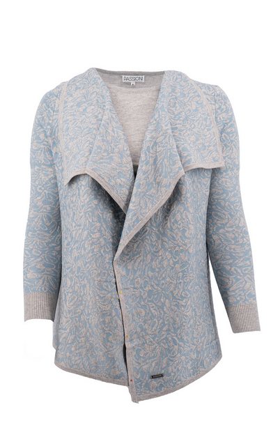 Passioni Cardigan Twinset mit blauem und grauem Blumen-Jacquard-Strick günstig online kaufen