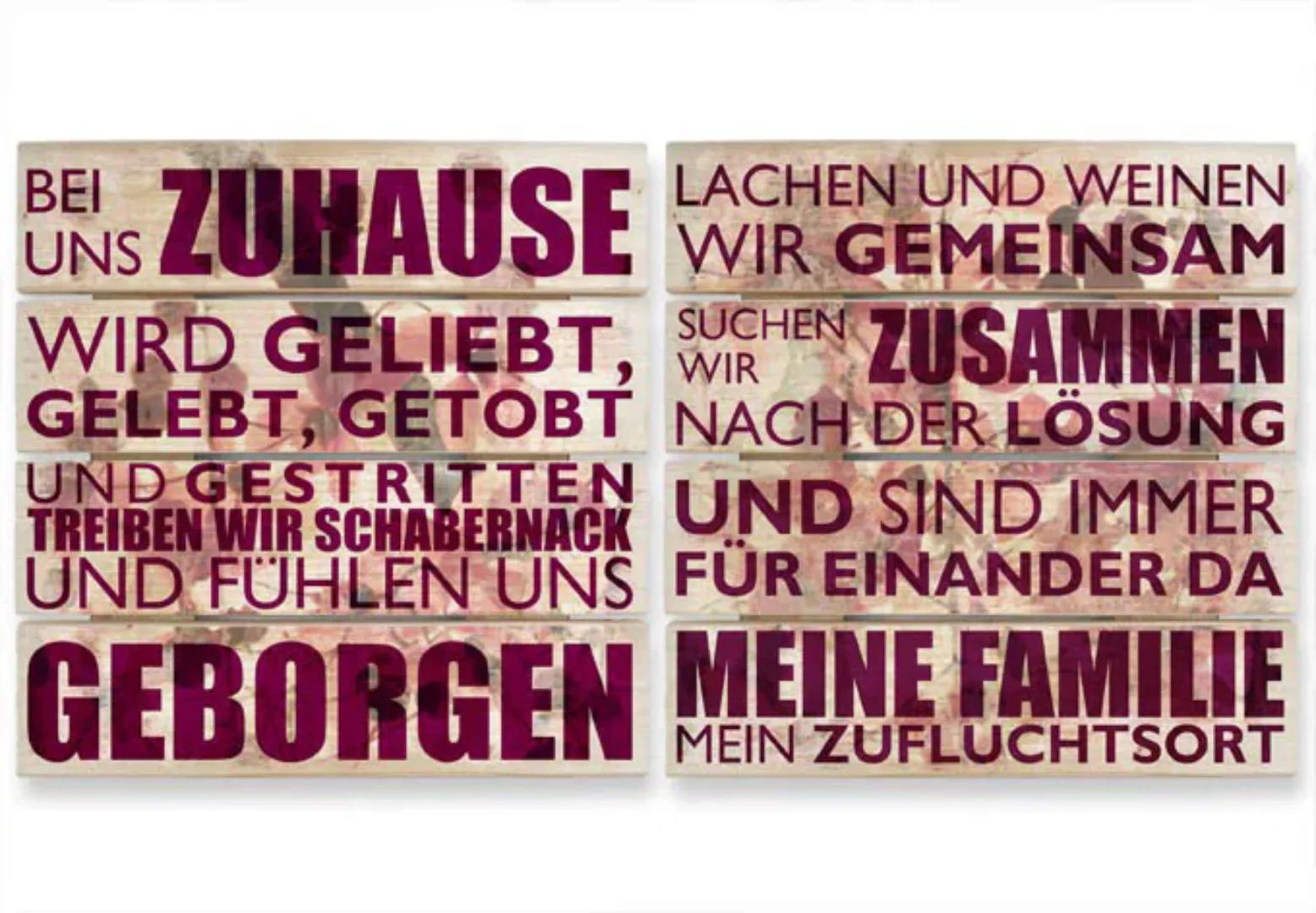 Wall-Art Mehrteilige Bilder "Holzbild Set Bei uns zu Hause", Tiere, (Set, 2 günstig online kaufen