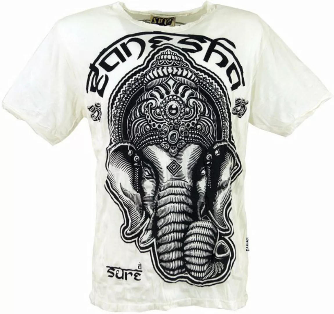 Guru-Shop T-Shirt Sure Herren T-Shirt Ganesh - weiß Goa Style, Festival, al günstig online kaufen