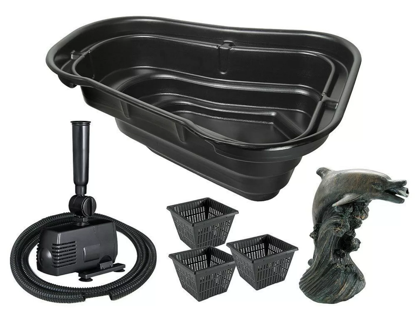 Ubbink TEICH-SET 500 Teichbecken 500L + Pumpe Schlauch Wasserspeier Pflanzk günstig online kaufen