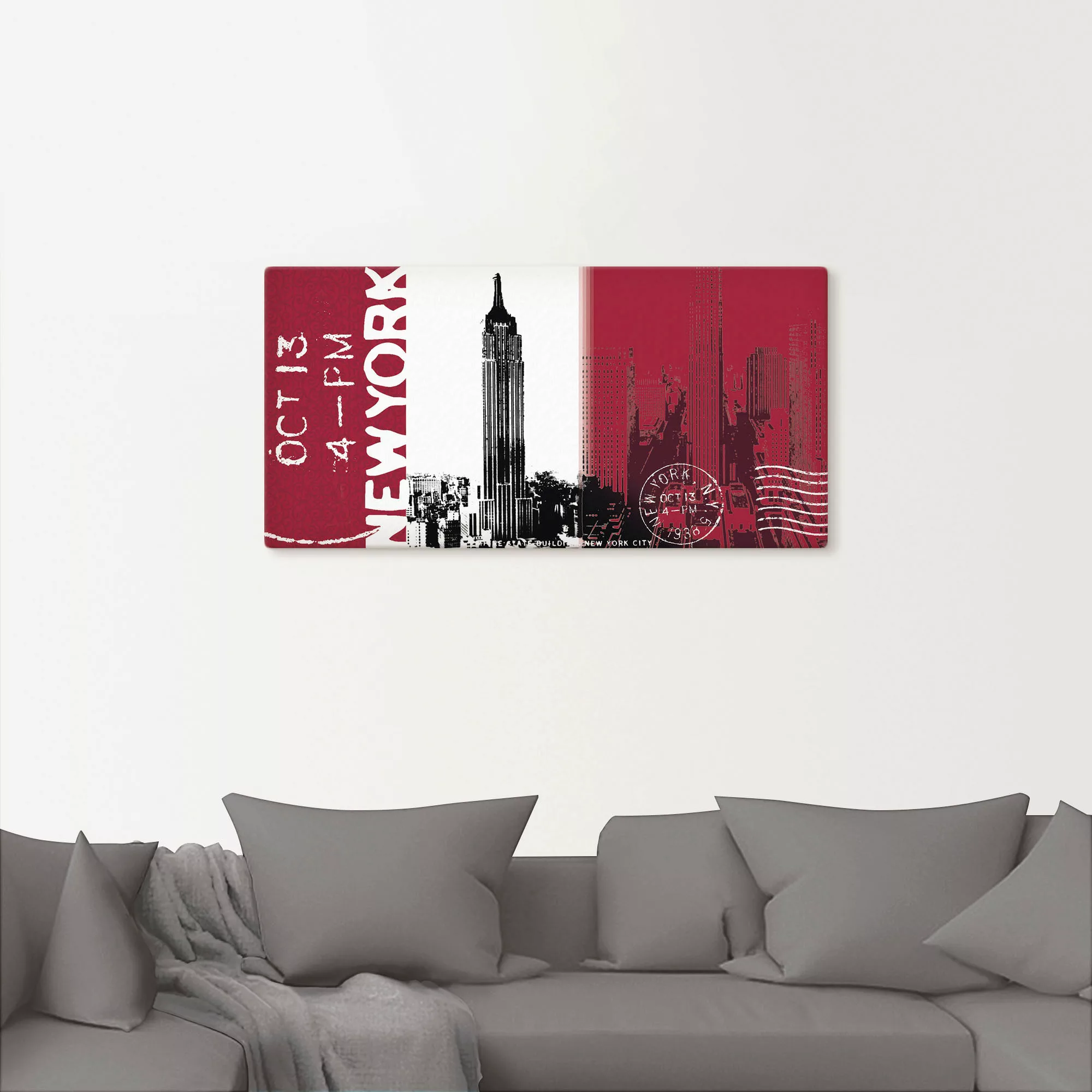 Artland Leinwandbild »New York - bordeaux«, Gebäude, (1 St.) günstig online kaufen