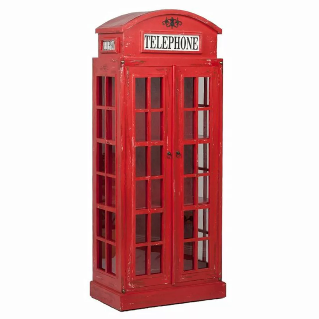 LebensWohnArt Vitrine Vitrine Regal LONDON 2-türig Antik Rot Telefonzelle günstig online kaufen