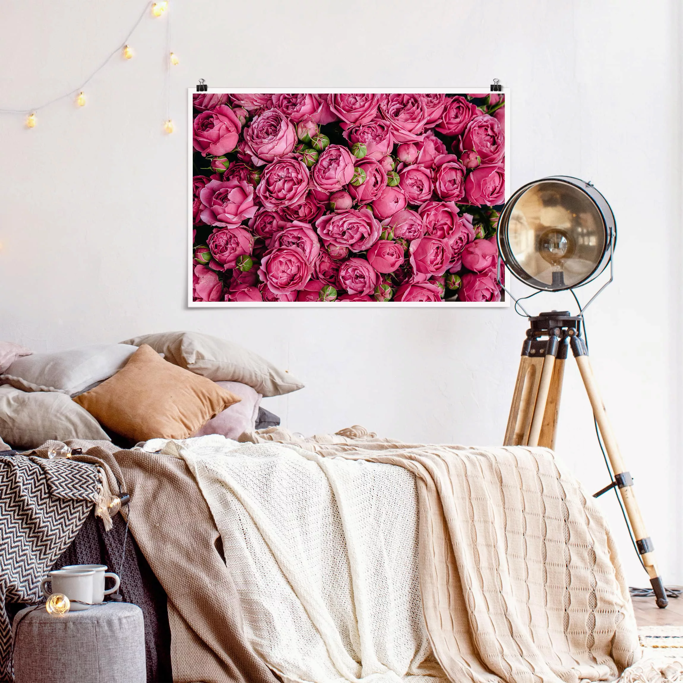 Poster Blumen - Querformat Pinke Pfingstrosen günstig online kaufen