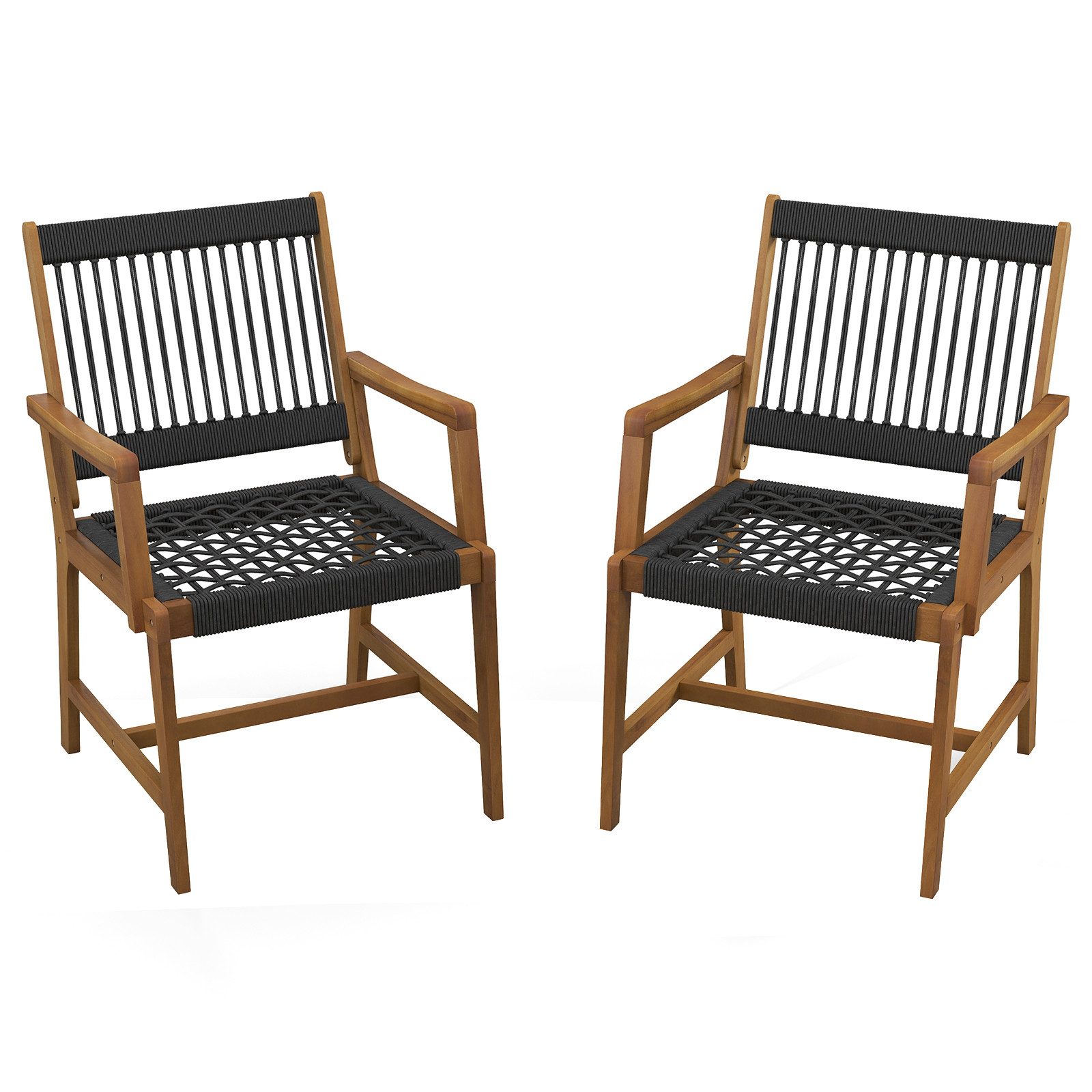 COSTWAY Gartenstuhl, 2er Set,Akazienholz,mit Rückenlehne & günstig online kaufen