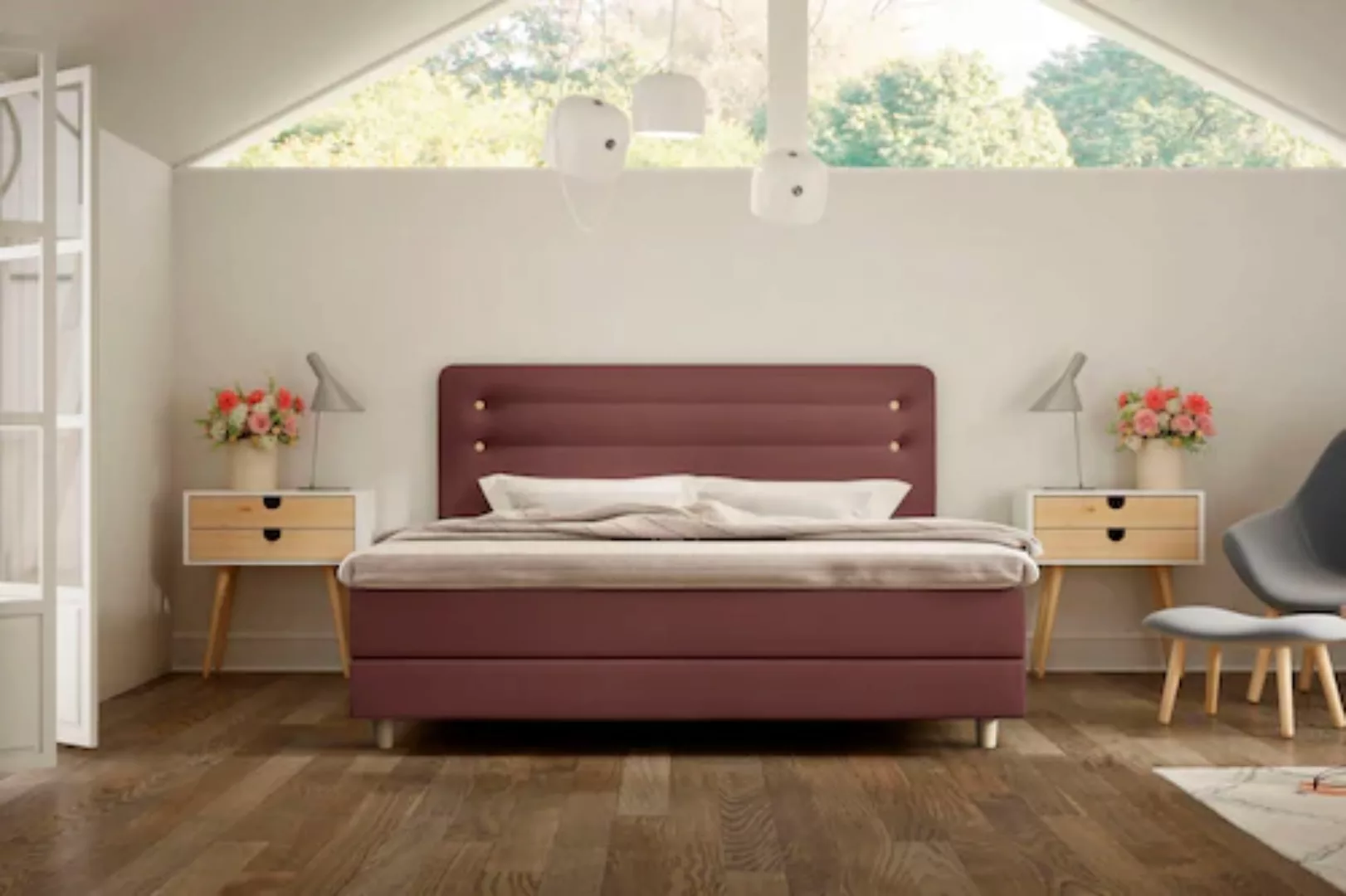 Schlaraffia Boxspringbett Fidelio, inkl GELTEX® Next Topper, Holzfuß in Eic günstig online kaufen