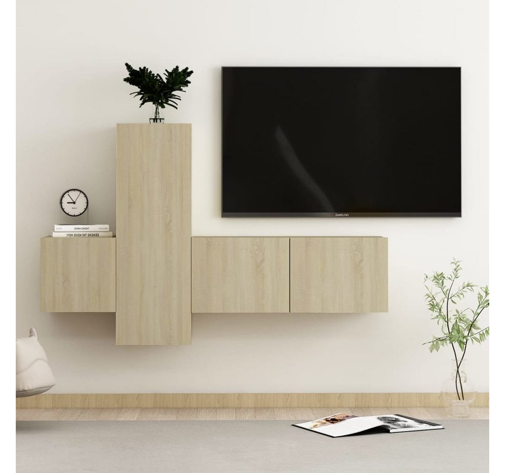 vidaXL TV-Schrank 3-tlg TV-Schrank-Set Sonoma-Eiche Holzwerkstoff günstig online kaufen