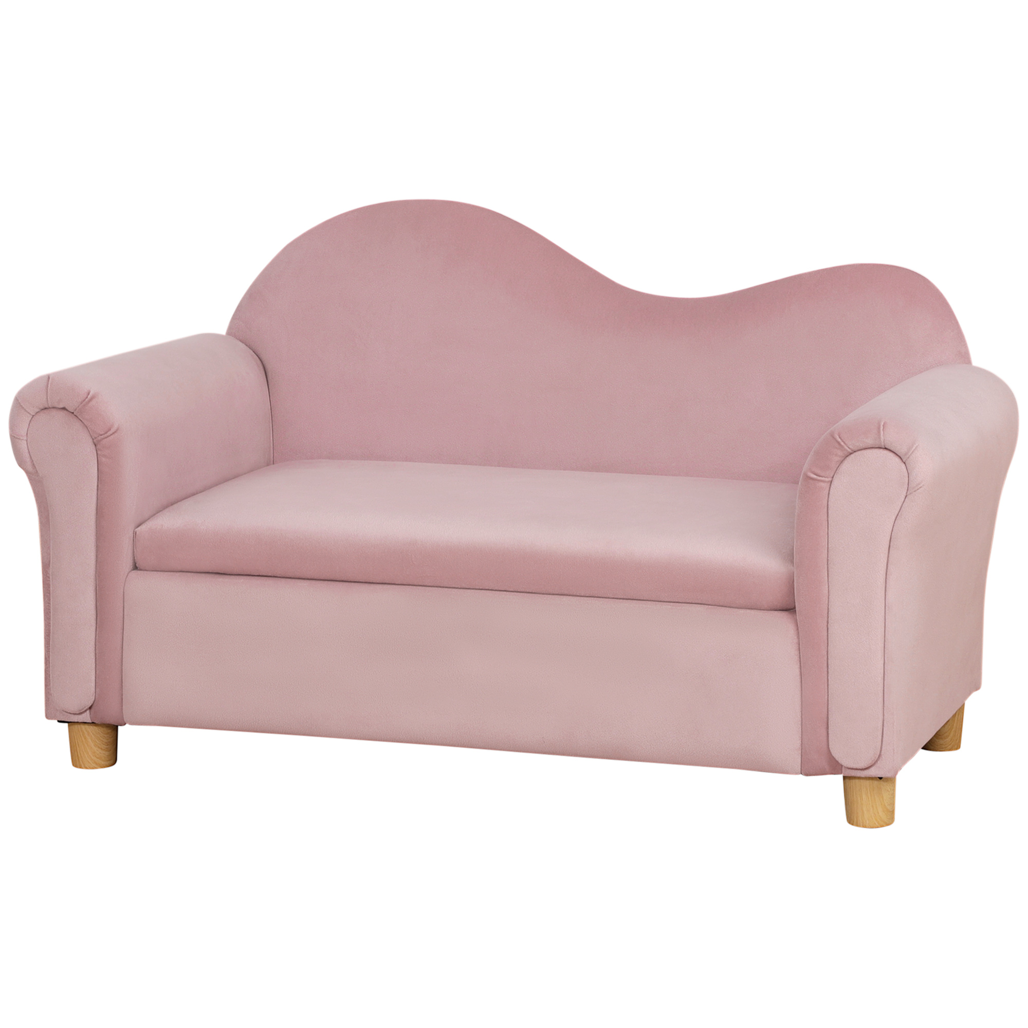 HOMCOM Kindersofa Stauraum Rosa Vlies Zweisitzer 3-5 Jahre 84x41,5x48,5cm günstig online kaufen