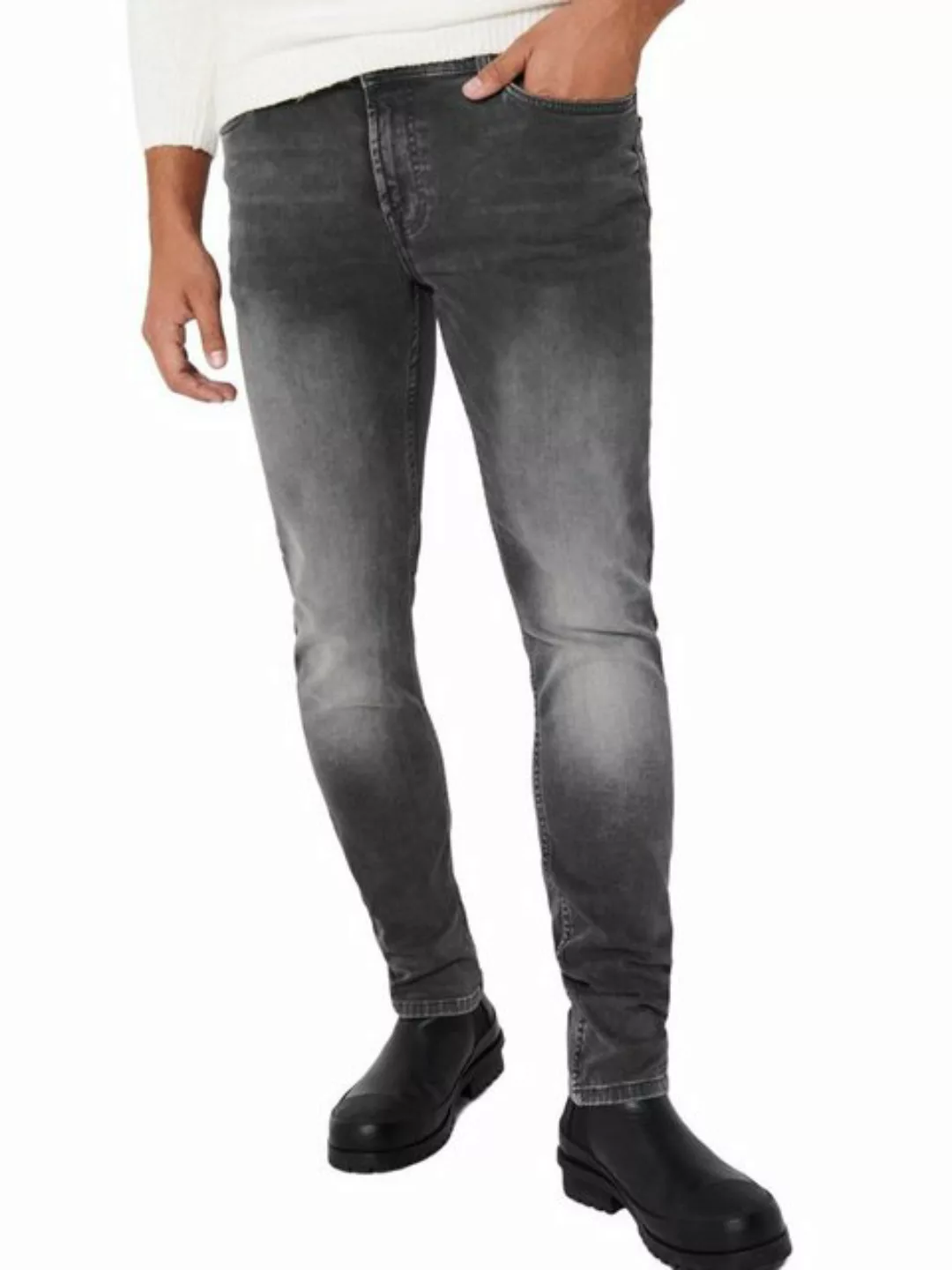 Only & Sons Herren Jeans ONSLOOM SLIM ZIP JOG ST 7103 - Slim Fit - Grau - G günstig online kaufen