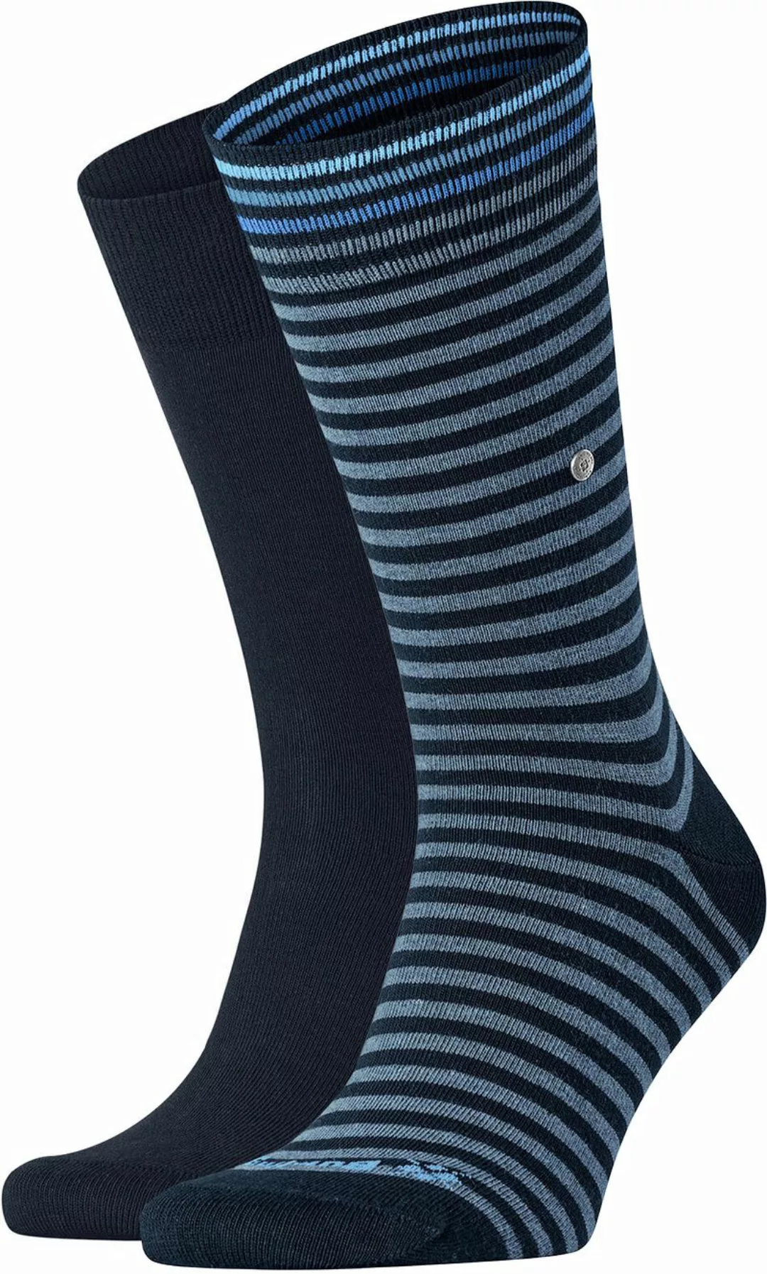 Burlington 2-er Set Socken Dunkelblau und Blaugrau gestreift günstig online kaufen