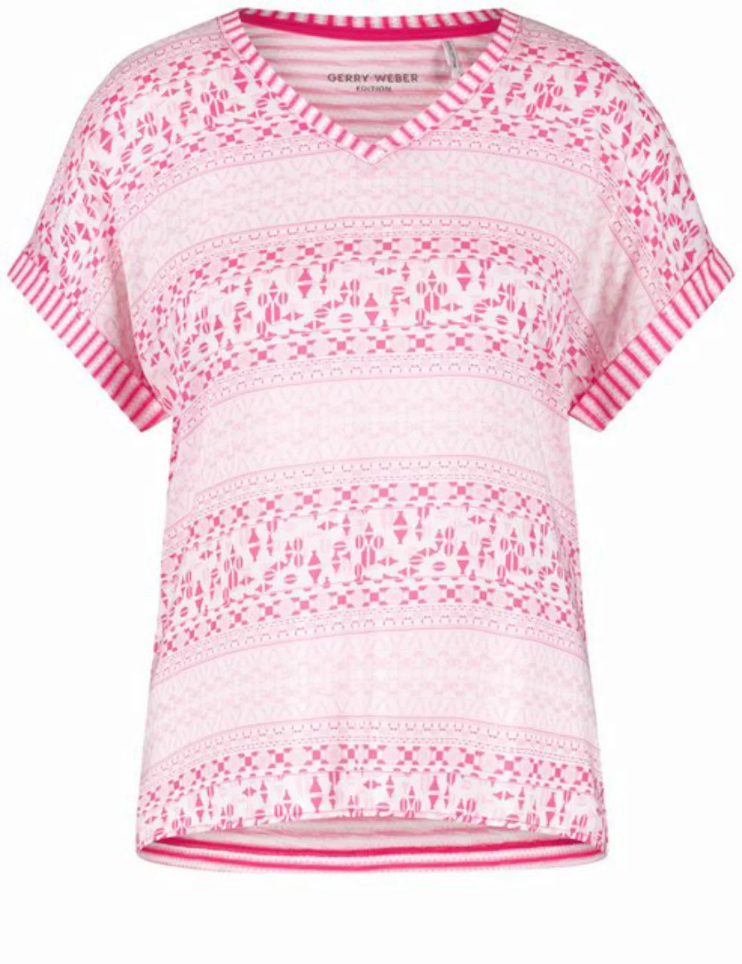 GERRY WEBER Kurzarmshirt Gemustertes Kurzarmshirt mit Material-Patch günstig online kaufen