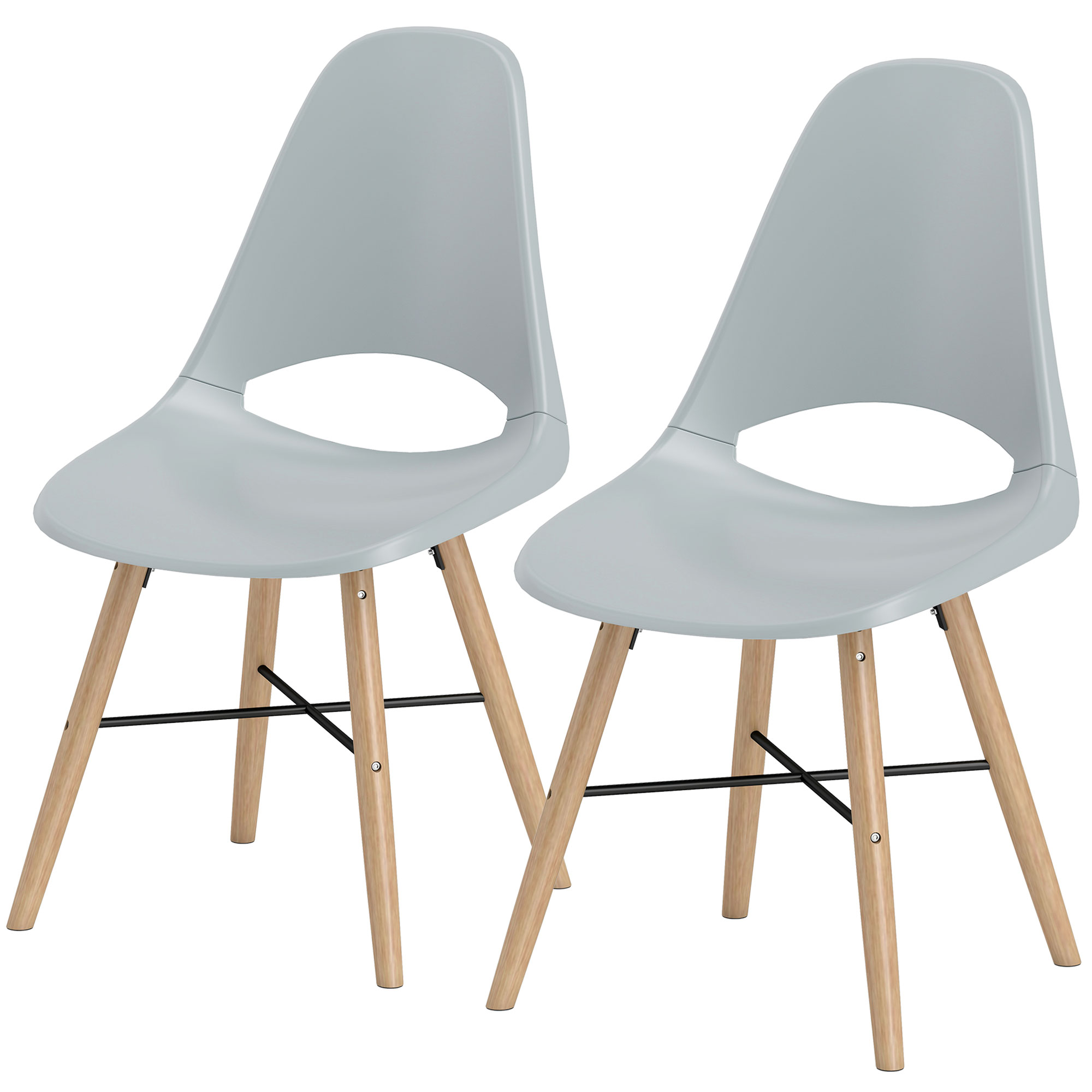 HOMCOM Set von 2 Esszimmerstühlen, Moderne Küchenstühle mit Aussparungsdesi günstig online kaufen