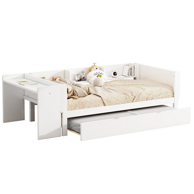 EXTSUD Kinderbett 90*200cm, Flachbett, mit ausziehbarem Bett, mit Schreibti günstig online kaufen