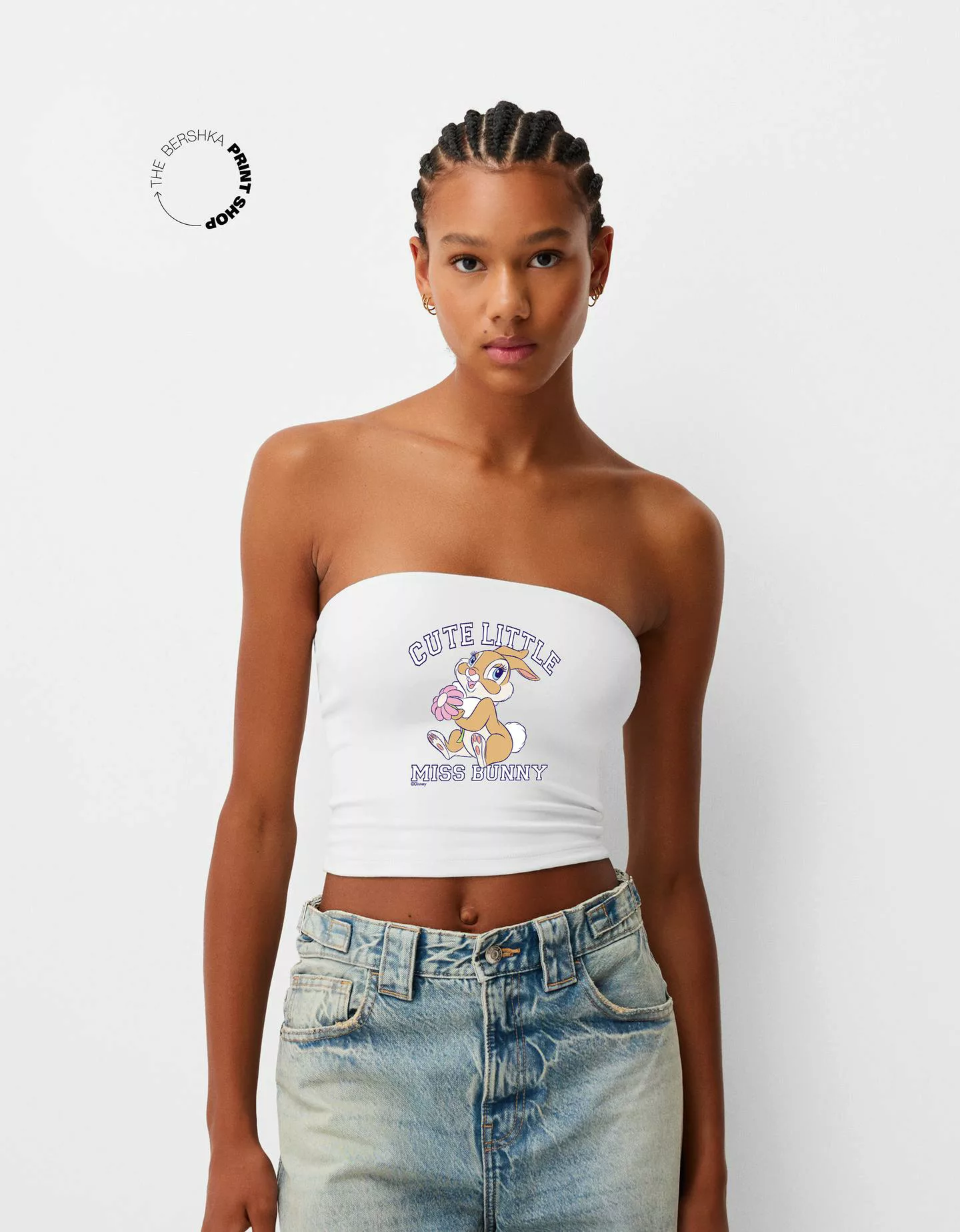 Bershka Bandeau-Top Bambi Damen Xs Weiss günstig online kaufen