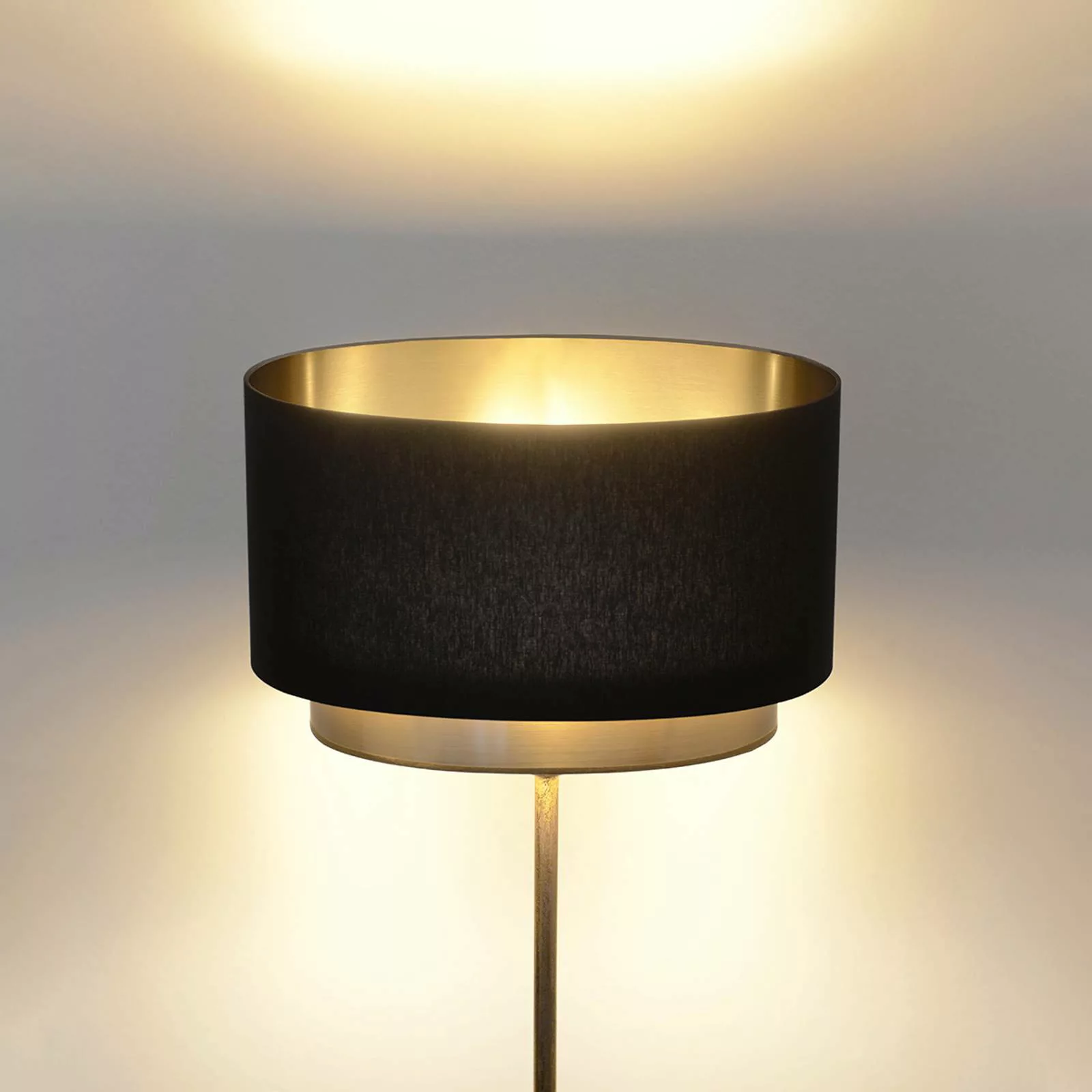Stehlampe Mattia, Schirm oval und doppelt, schwarz günstig online kaufen