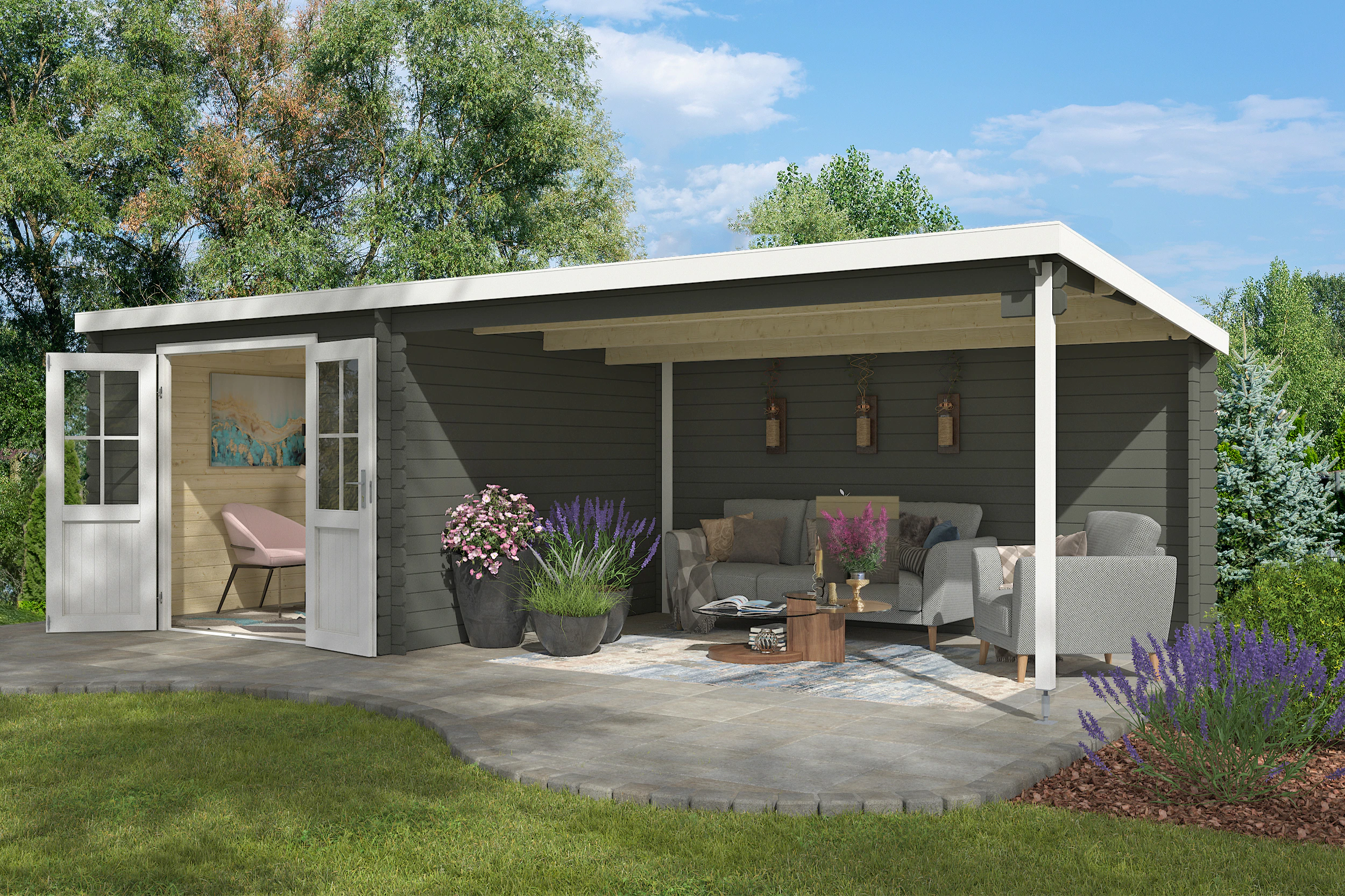 Nordic Holz Gartenhaus "St. Louis", (Unterstand inkl. Rückwand) günstig online kaufen