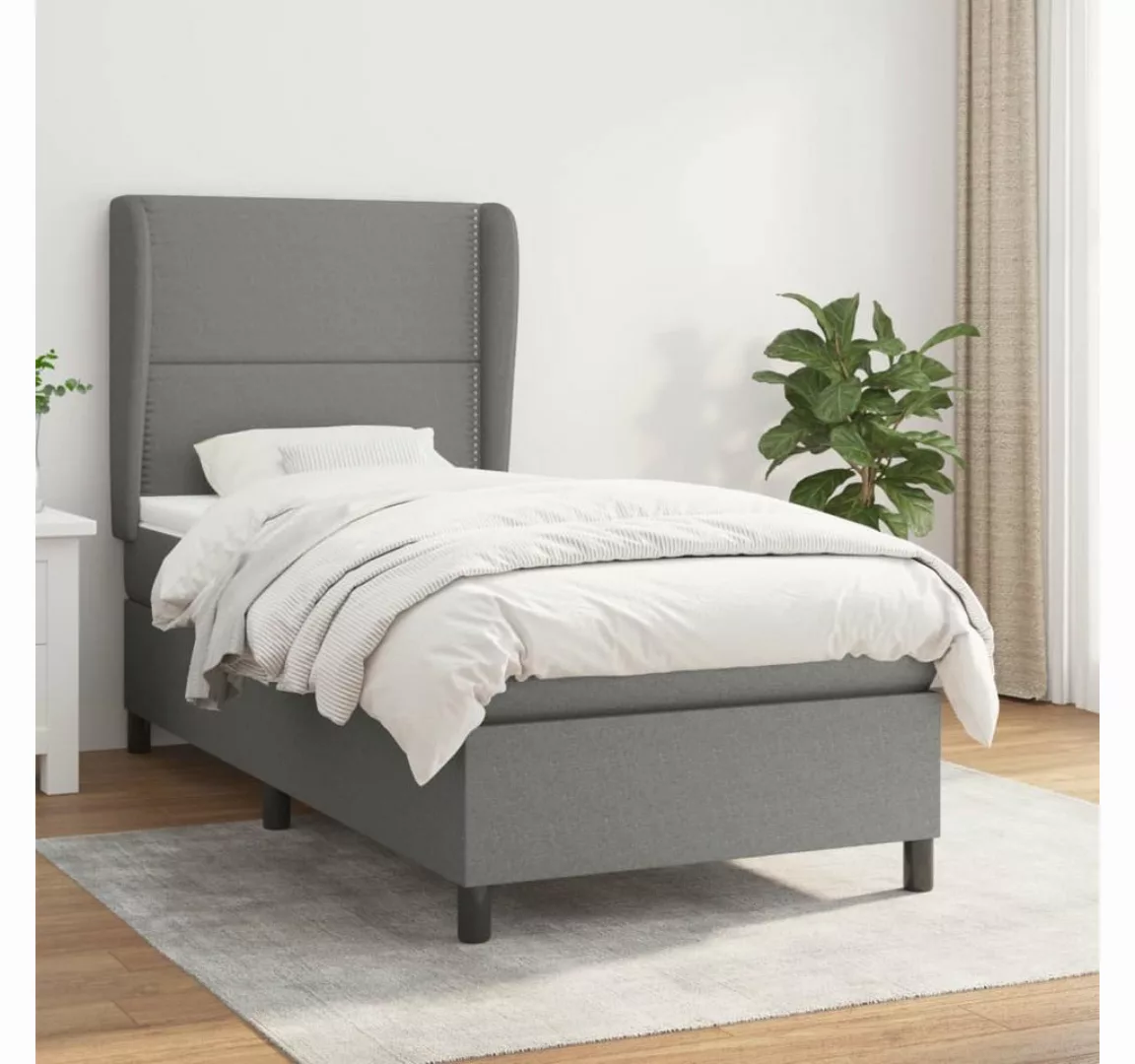 furnicato Bett Boxspringbett mit Matratze Dunkelgrau 100x200 cm Stoff günstig online kaufen