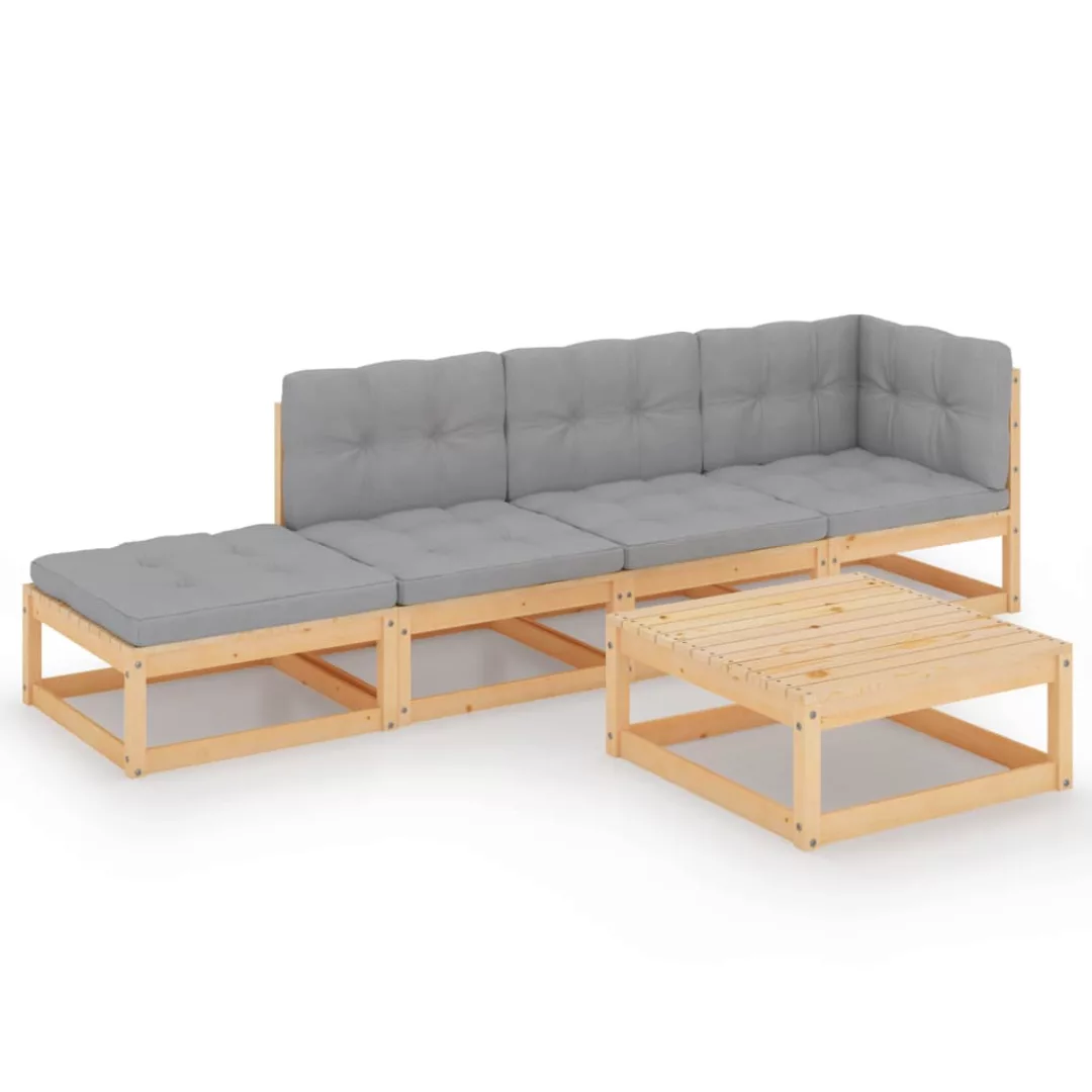 5-tlg. Garten-lounge-set Mit Kissen Kiefer Massivholz günstig online kaufen