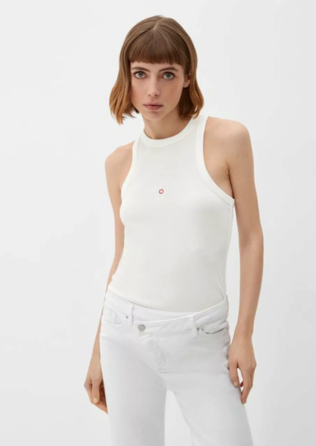 s.Oliver Shirttop Top mit Rippstruktur Logo günstig online kaufen