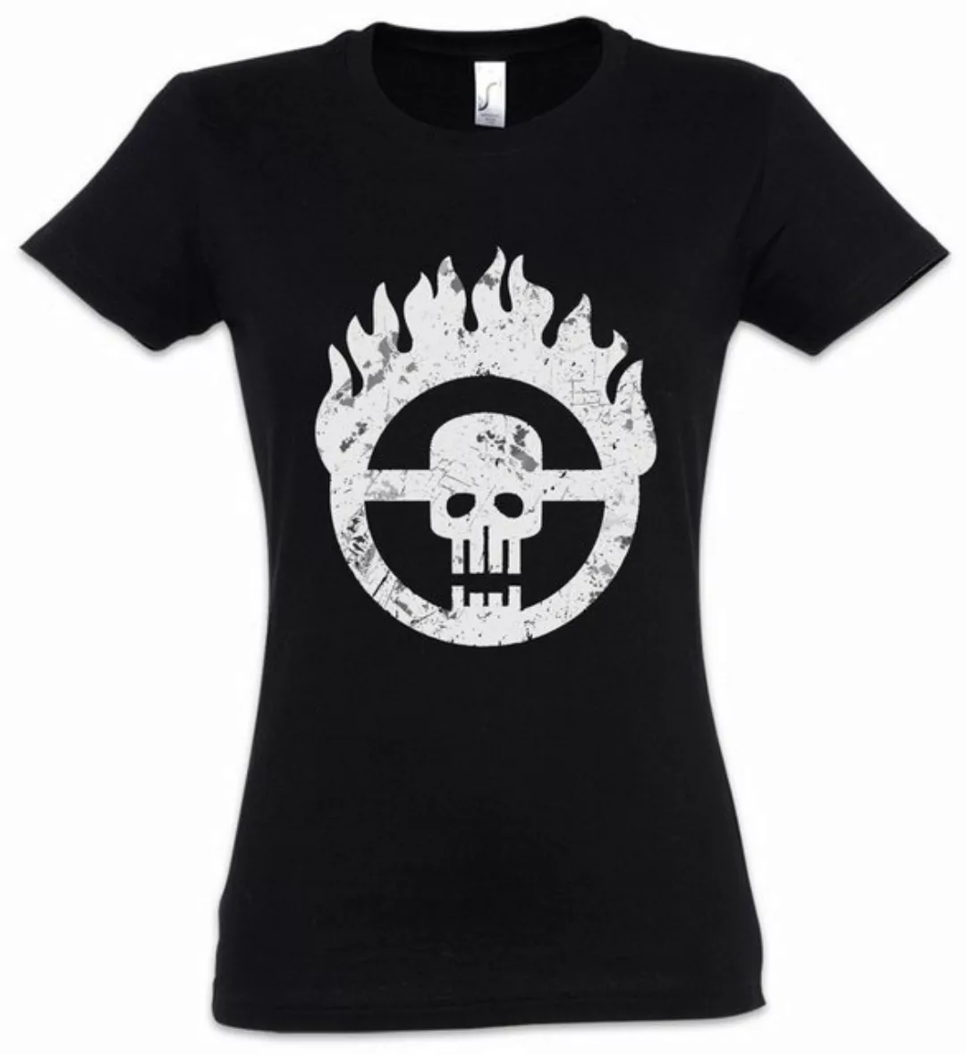 Urban Backwoods Print-Shirt Skull Wheel Insignia Damen T-Shirt Scrotus Mad günstig online kaufen