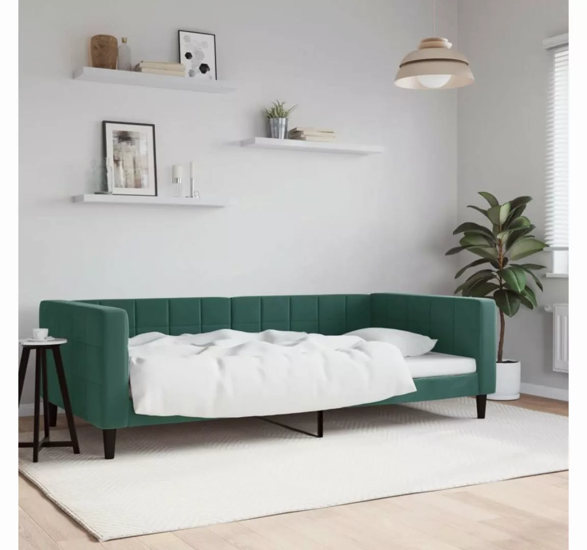 vidaXL Gästebett Tagesbett Dunkelgrün 100x200 cm Samt Gästebett Gästecouch günstig online kaufen