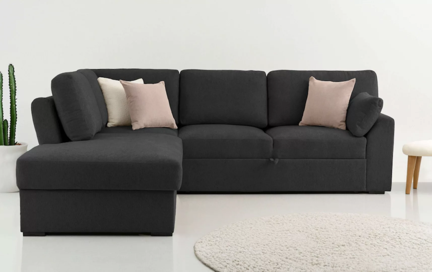 Home affaire Ecksofa "Citry", Breite 242 cm, Chenille, Bettfunktion, Bettka günstig online kaufen