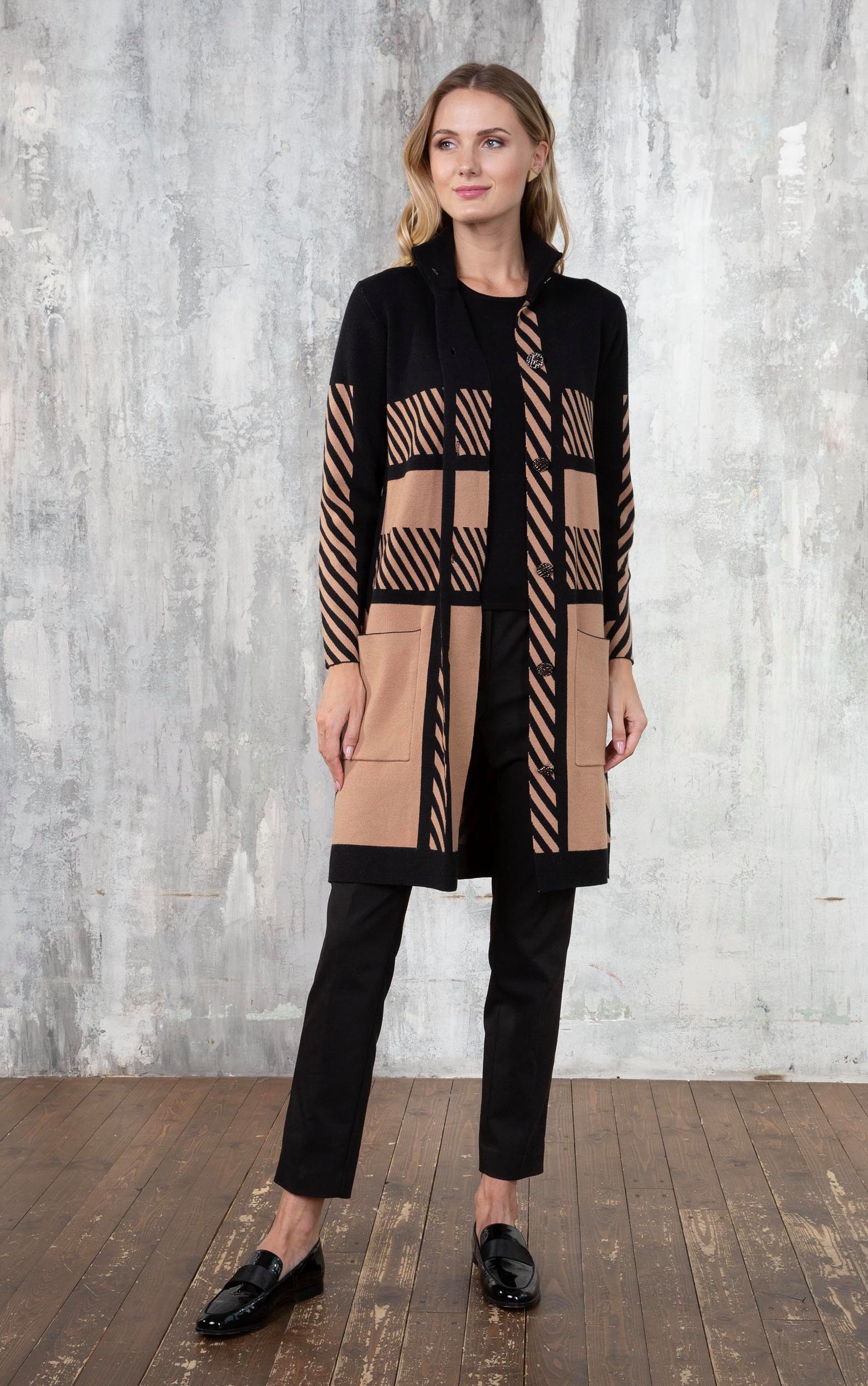 Passioni Cardigan Lange Jacke mit Stehkragen günstig online kaufen