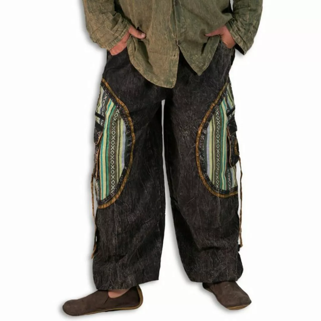 KUNST UND MAGIE Cargohose Stonewashed Cargohose Hippie Goa Cargo Hose Plude günstig online kaufen