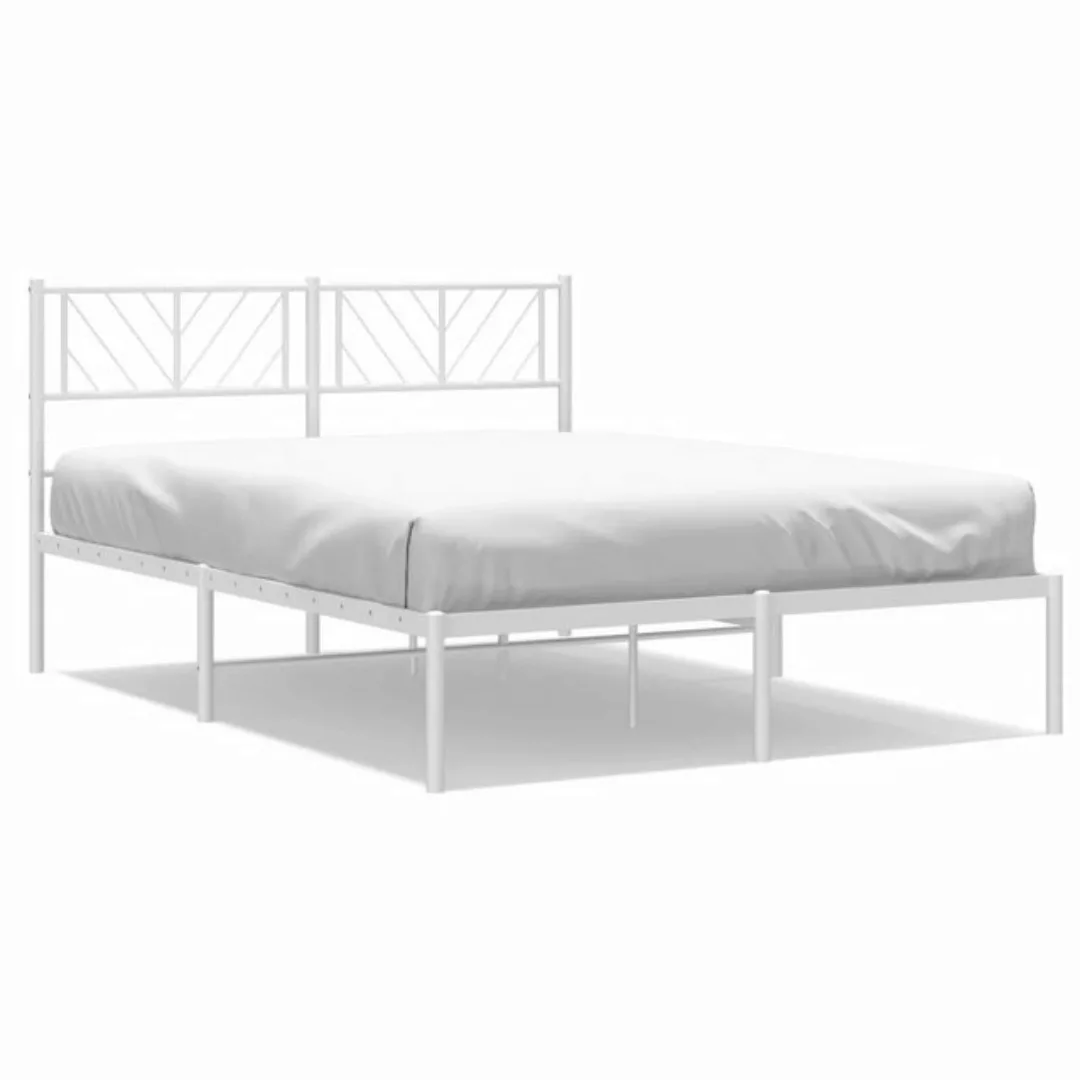 vidaXL Bettgestell Bettrahmen mit Kopfteil Metall Weiß 120x190 cm Bett Bett günstig online kaufen