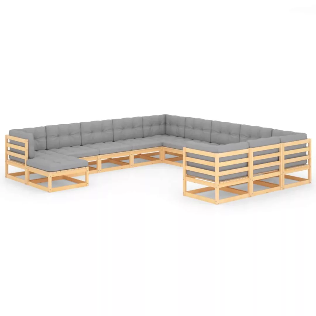 12-tlg. Garten-lounge-set Mit Kissen Kiefer Massivholz günstig online kaufen