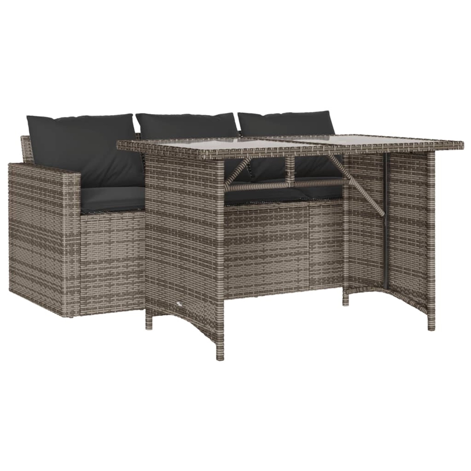 vidaXL 2-Tlg Garten-Essgruppe mit Kissen Grau Poly Rattan 366331 günstig online kaufen