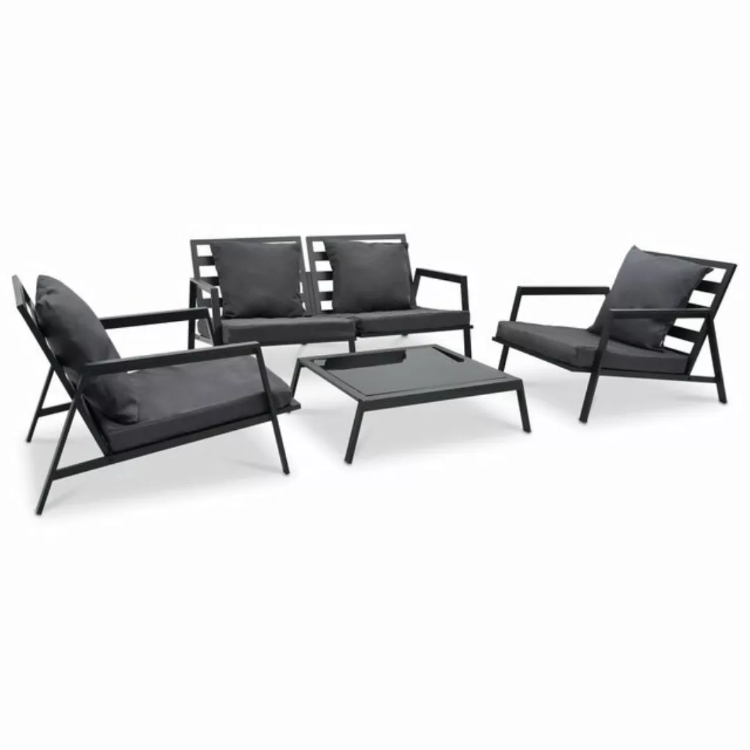 furnicato Loungesofa 4-tlg. Outdoor-Lounge-Set mit Kissen Aluminium Dunkelg günstig online kaufen