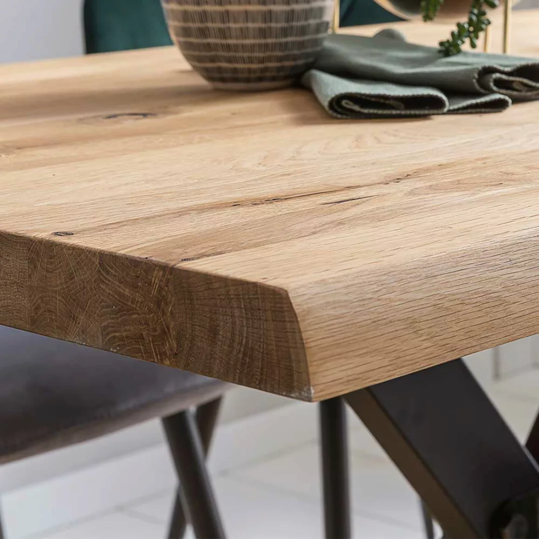 Esszimmertisch aus Eiche Massivholz und Metall Loft Style günstig online kaufen