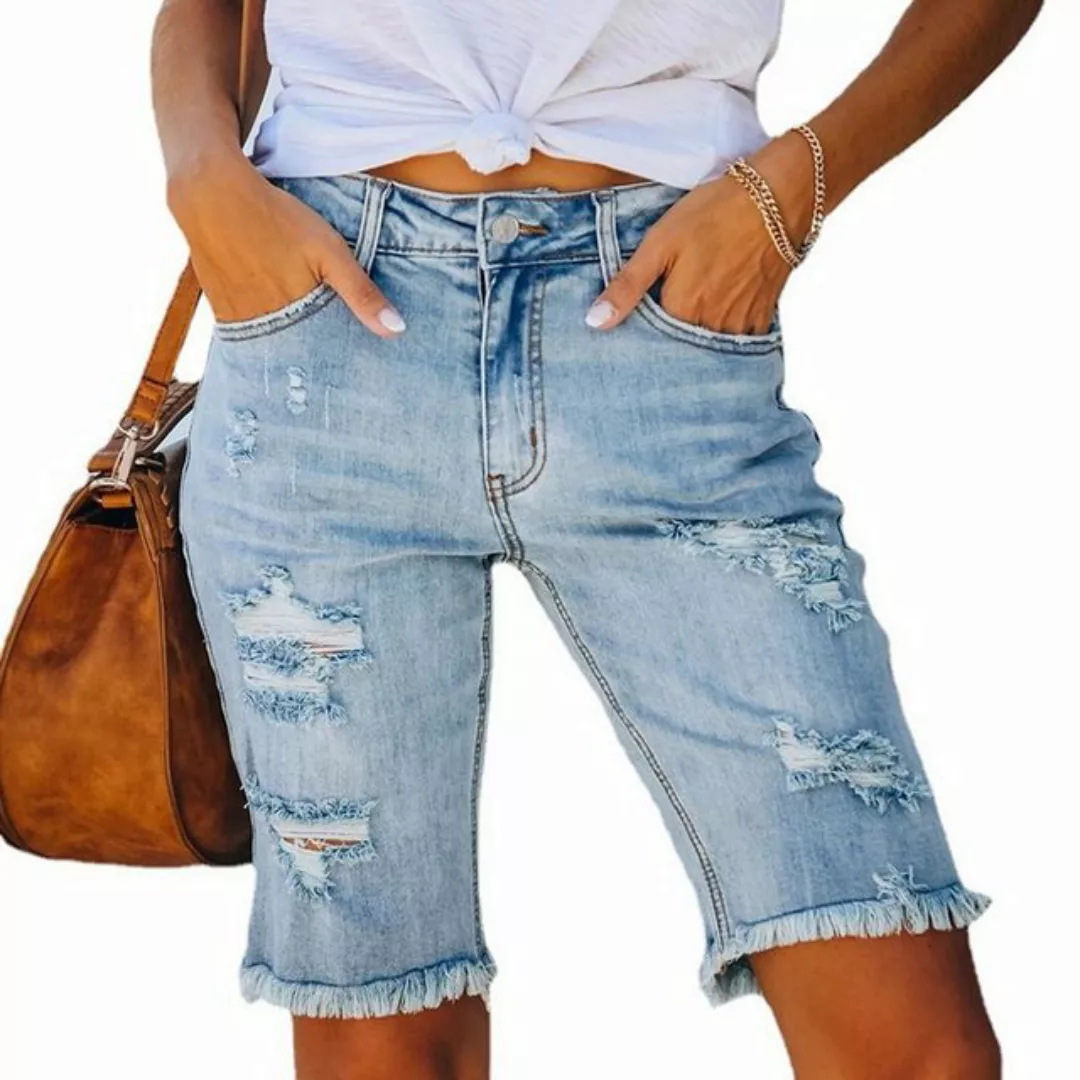 FIDDY Jeansshorts Shorts Damen High Waist Skinny - Damen-Jeansshorts günstig online kaufen
