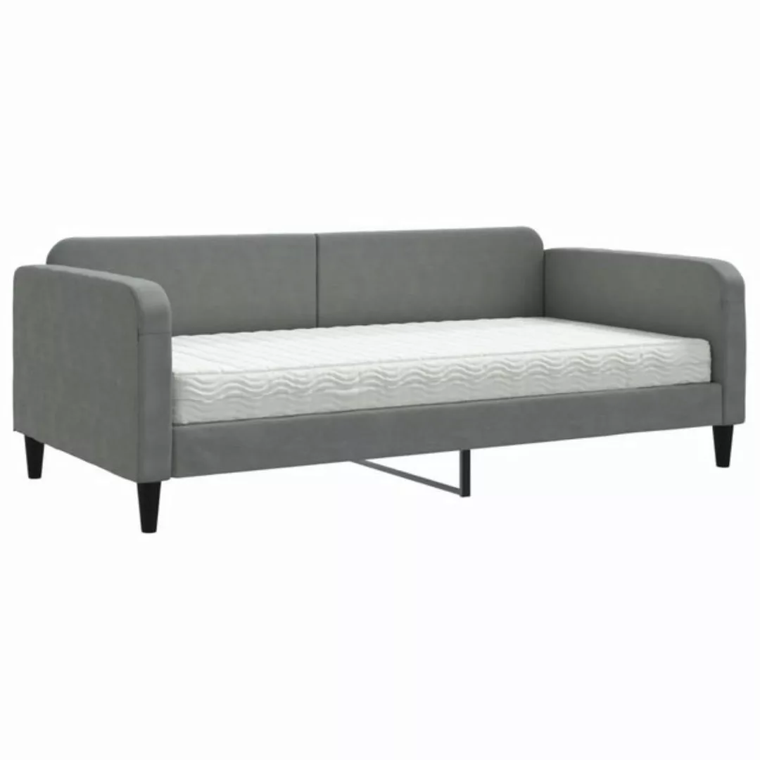 furnicato Bett Tagesbett mit Matratze Dunkelgrau 100x200 cm Stoff günstig online kaufen