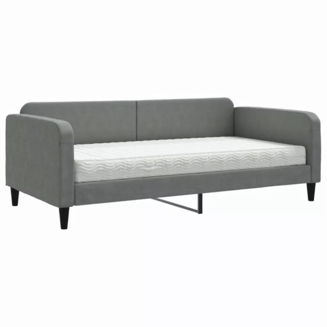 furnicato Bett Tagesbett mit Matratze Dunkelgrau 100x200 cm Stoff (1-tlg) günstig online kaufen