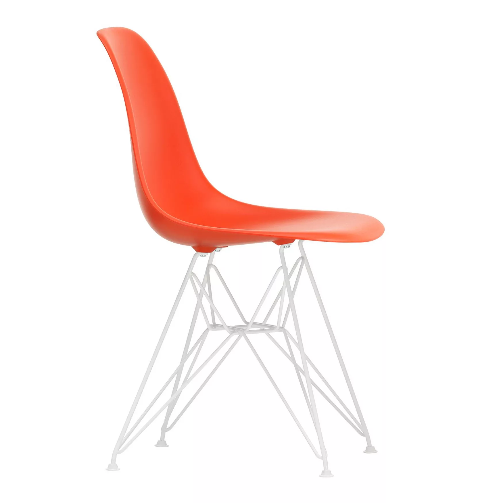 Vitra - Eames Plastic Side Chair DSR Gestell weiß - mohnrot/Sitzschale Poly günstig online kaufen