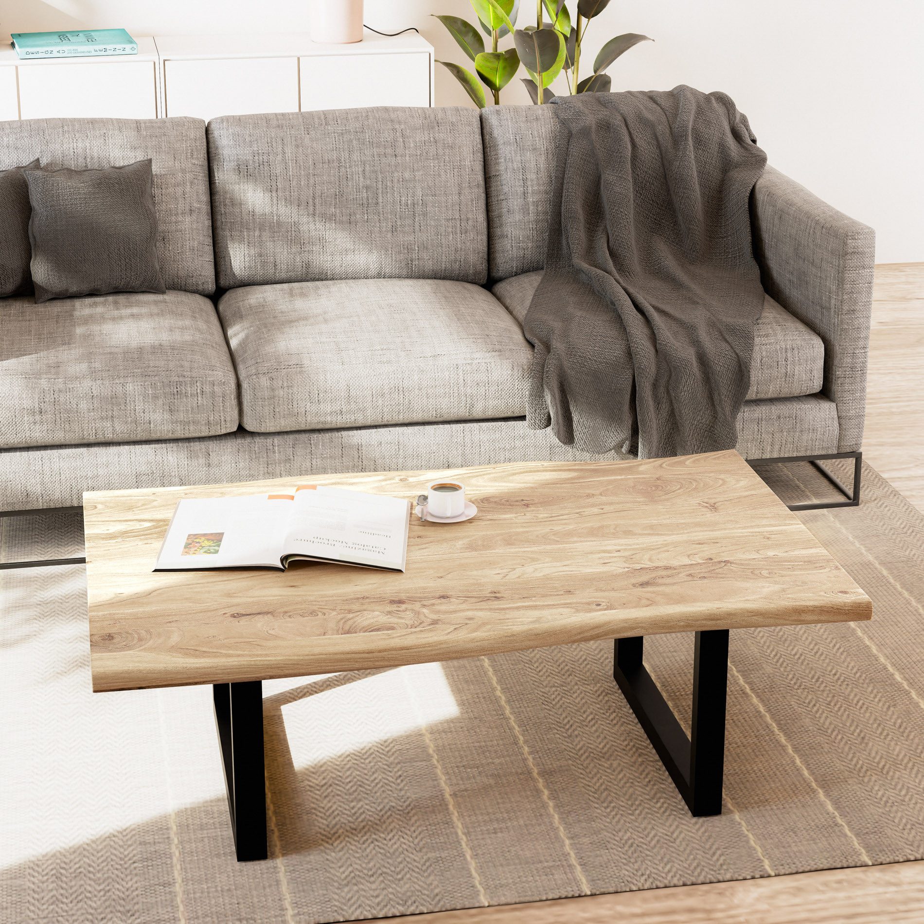 Liadomo Couchtisch Boston, Akazie Massivholz, Platte günstig online kaufen