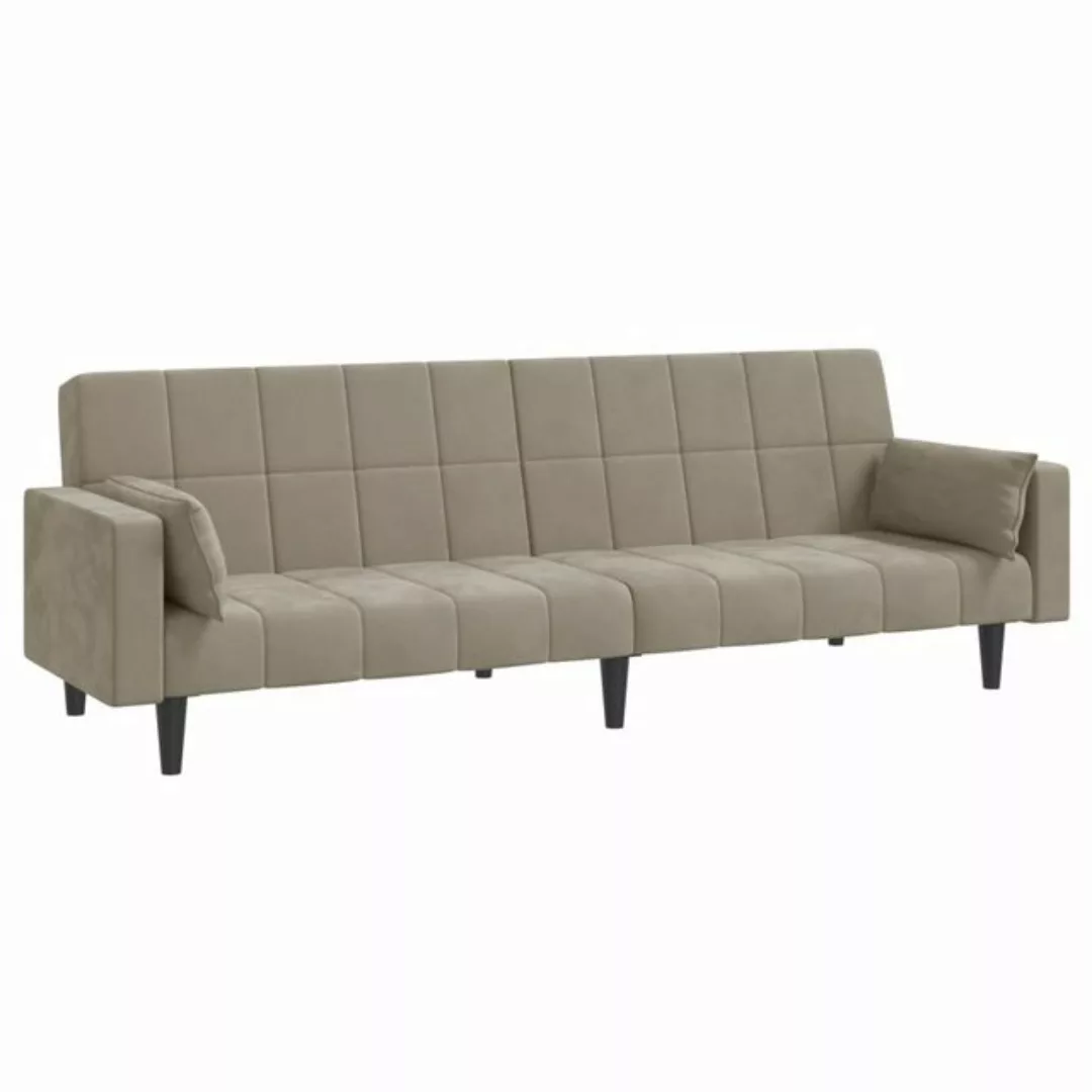 vidaXL Sofa Schlafsofa 2-Sitzer mit 2 Kissen Hellgrau Samt günstig online kaufen