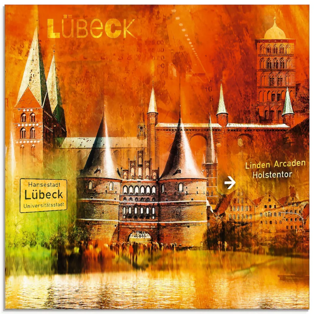 Artland Glasbild "Lübeck Hansestadt Collage 04", Architektonische Elemente, günstig online kaufen