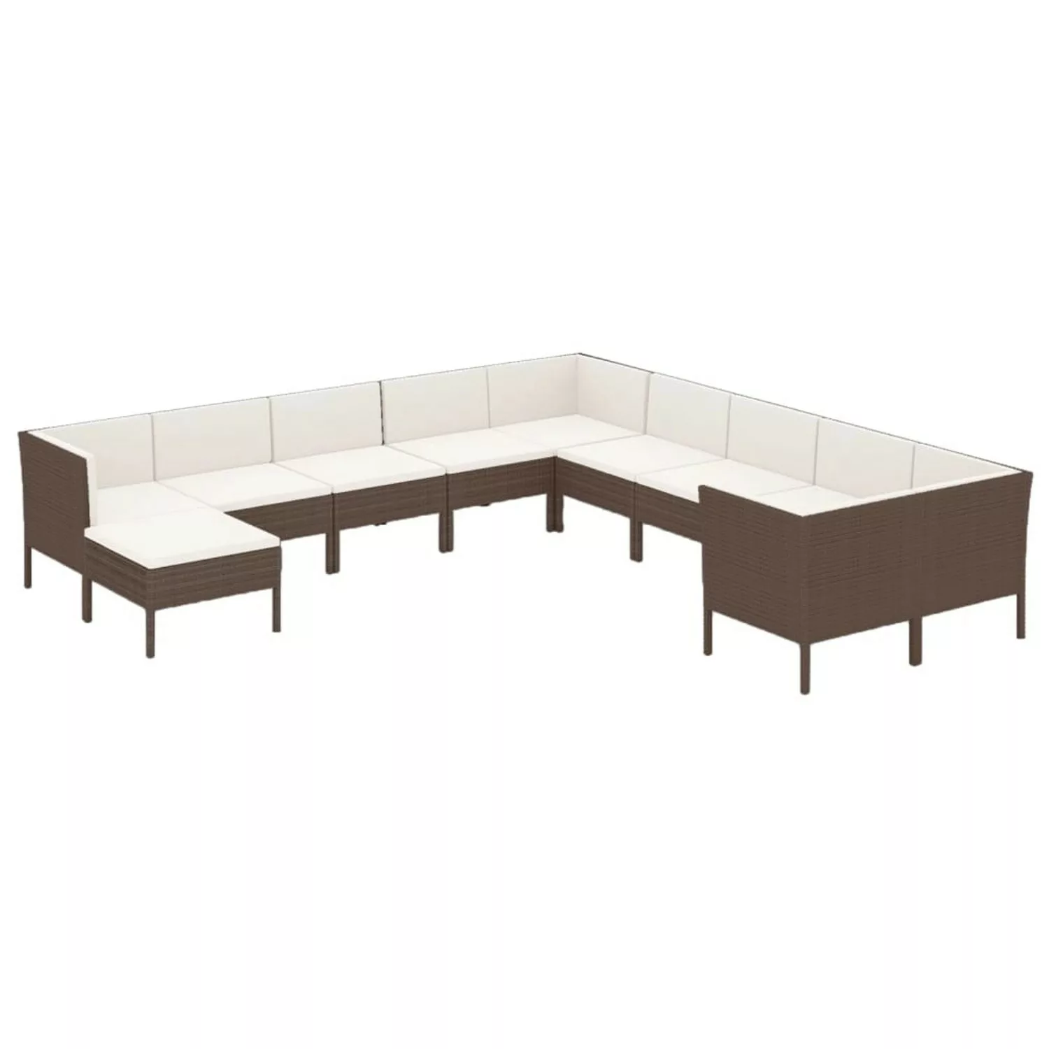 11-tlg. Garten-lounge-set Mit Auflagen Poly Rattan Braun günstig online kaufen