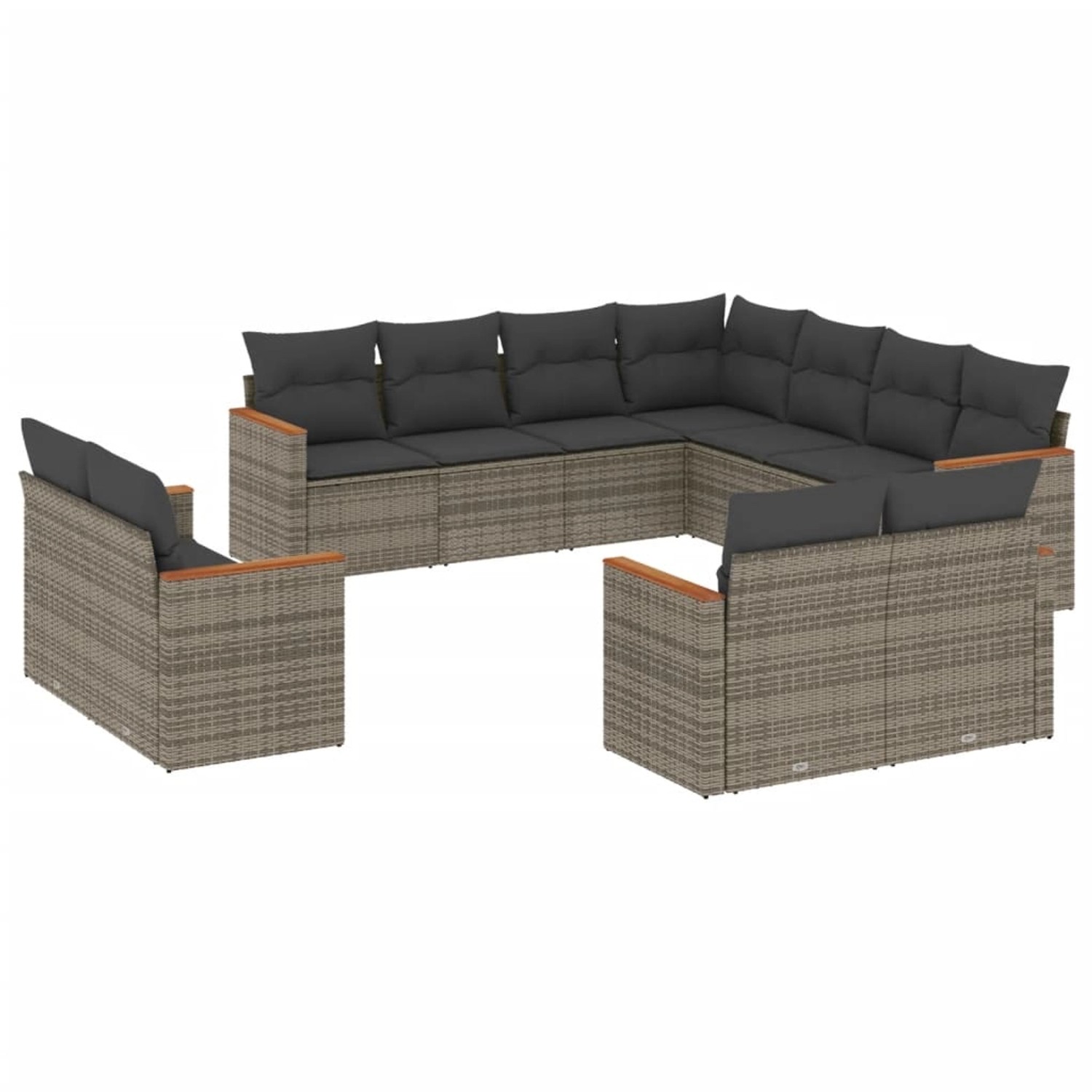 vidaXL 11-Tlg Garten-Sofagarnitur mit Kissen Grau Poly Rattan 3258903 günstig online kaufen