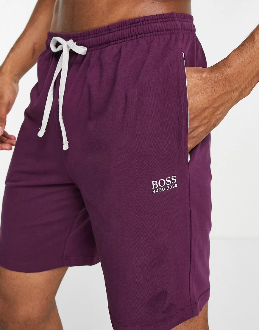 BOSS – Bodywear – Sweatshorts mit Logoband in Burgunderrot günstig online kaufen