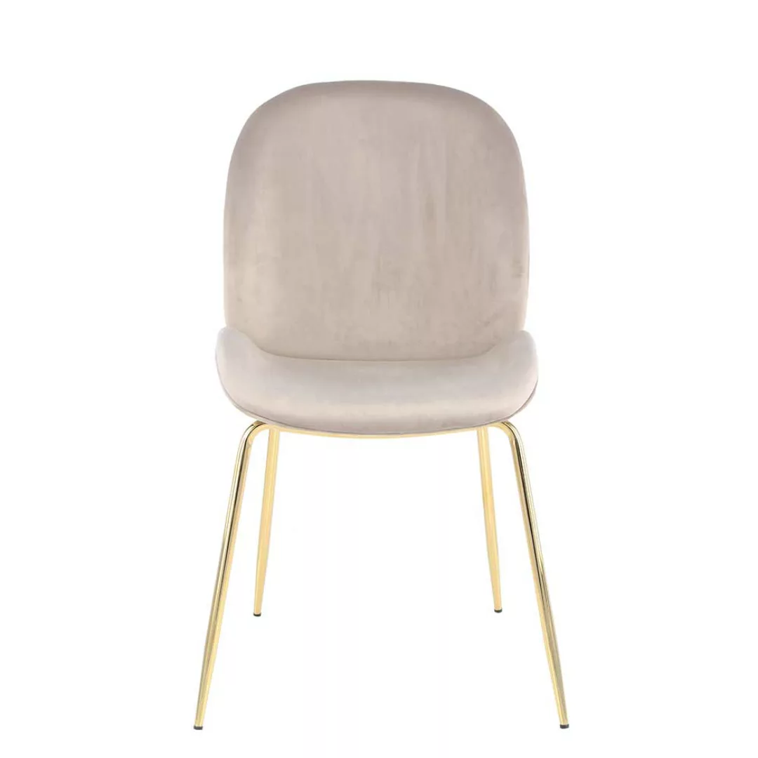 Samt Stühle in Beige Metallgestell in Messingfarben (2er Set) günstig online kaufen
