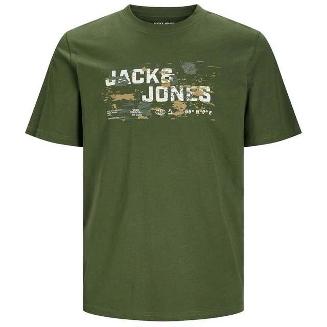 Jack & Jones Rundhalsshirt Große Größen Herren T-Shirt oliv Frontprint Jack günstig online kaufen